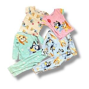 Bluey Pajama Sets Toddler Girl’s Size 4T Cartoon Print Short & Long Sleeve‎ Mix